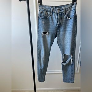 Levi’s 501 Skinny Distressed medium-light wash jeans W25 L28 100% cotton
